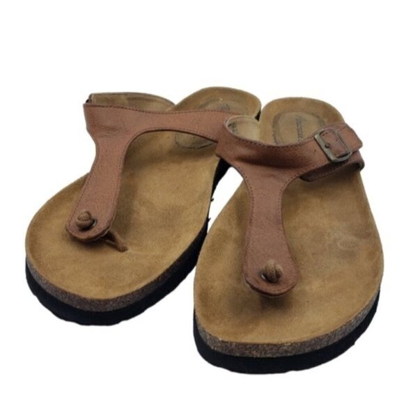 American Eagle Faux Leather Slip On Sandals Size 11 Brown - Picture 1 of 14